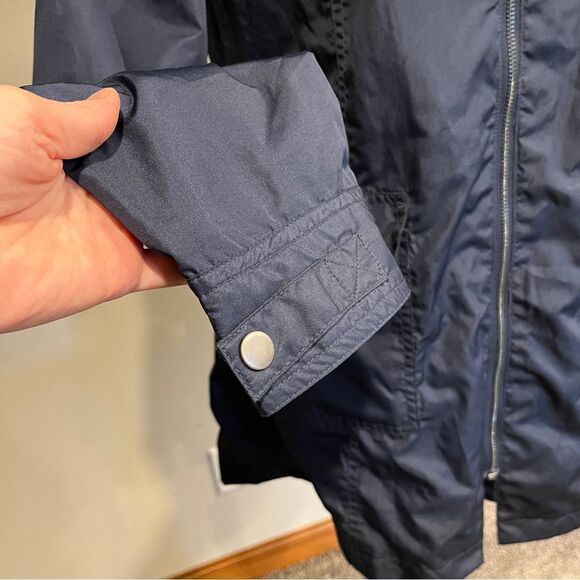 Serra Zip Up Long Navy Rain Coat Jacket Size Med - Picture 6 of 14